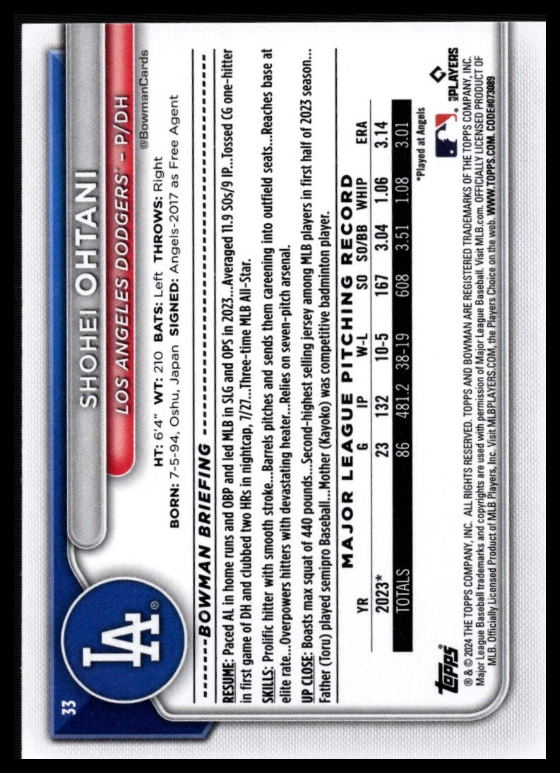 2024 Bowman #33 Shohei Ohtani