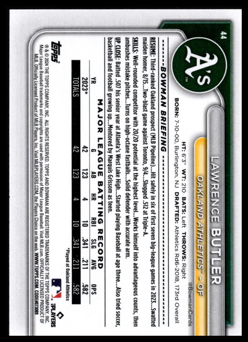 2024 Bowman #44 Lawrence Butler