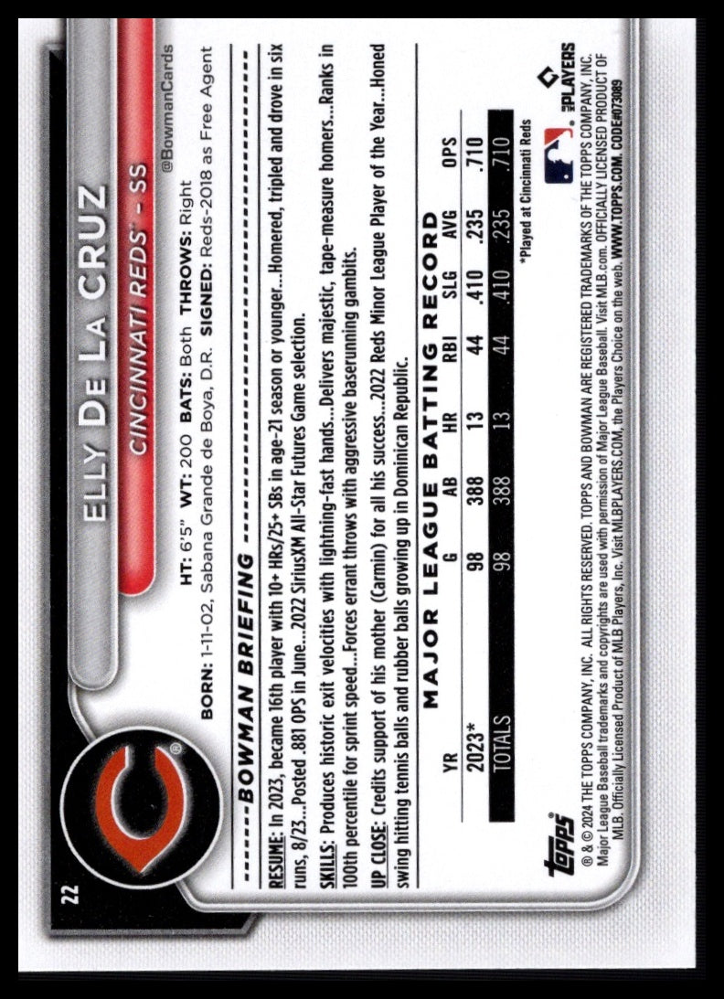 2024 Bowman #22 Elly De La Cruz