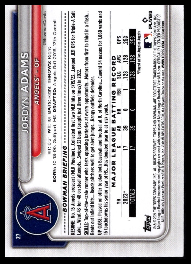 2024 Bowman #27 Jordyn Adams