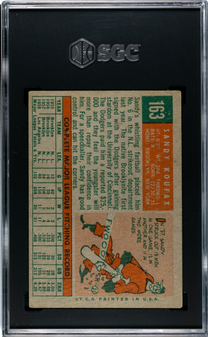 1959 Topps #163 Sandy Koufax SGC 3