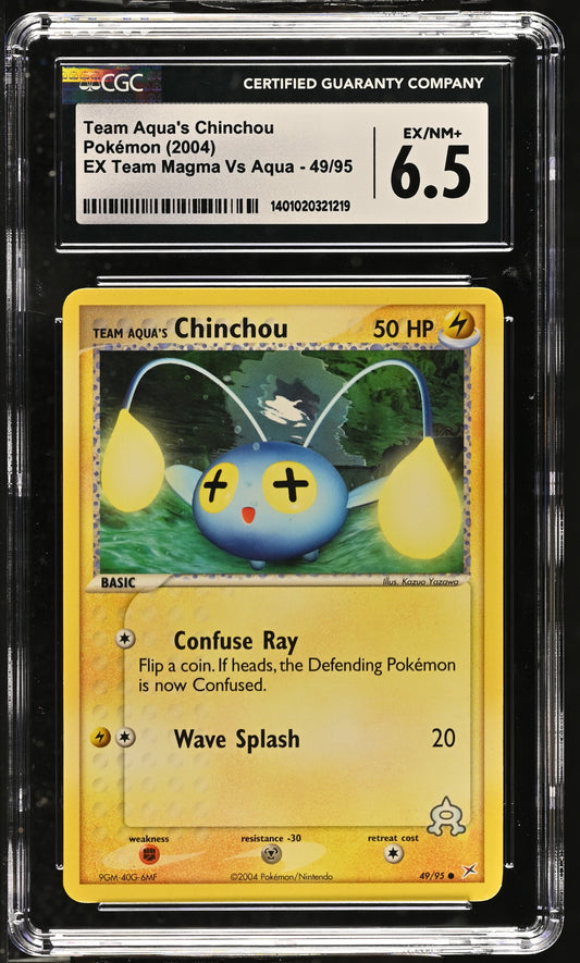 2004 EX Team Magma Vs Team Aqua #49/95 Team Aqua's Chinchou CGC 6.5