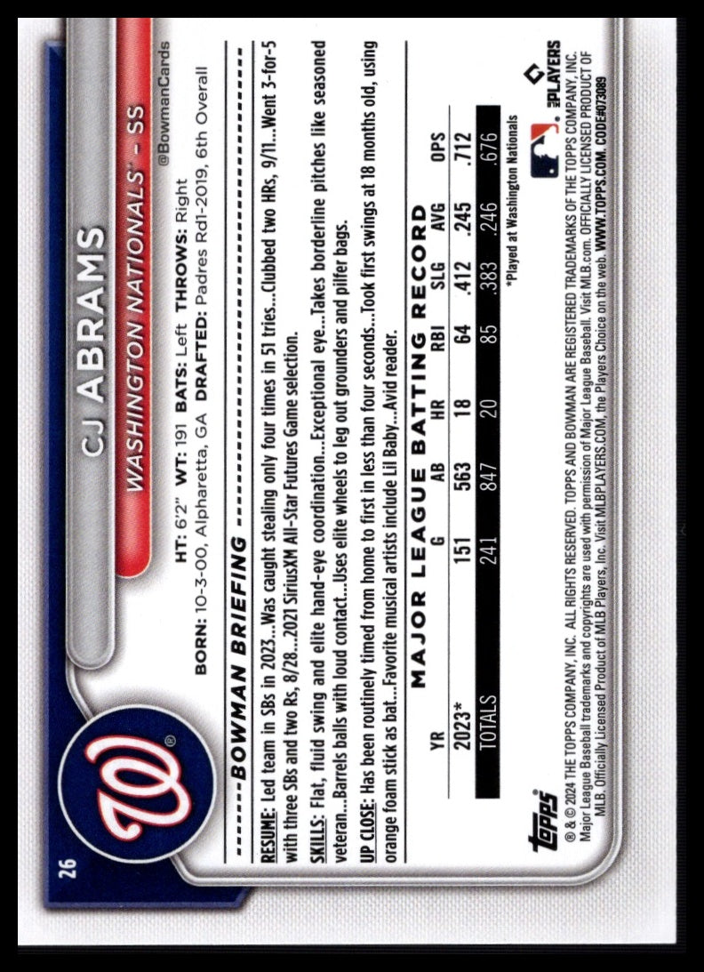 2024 Bowman #26 CJ Abrams