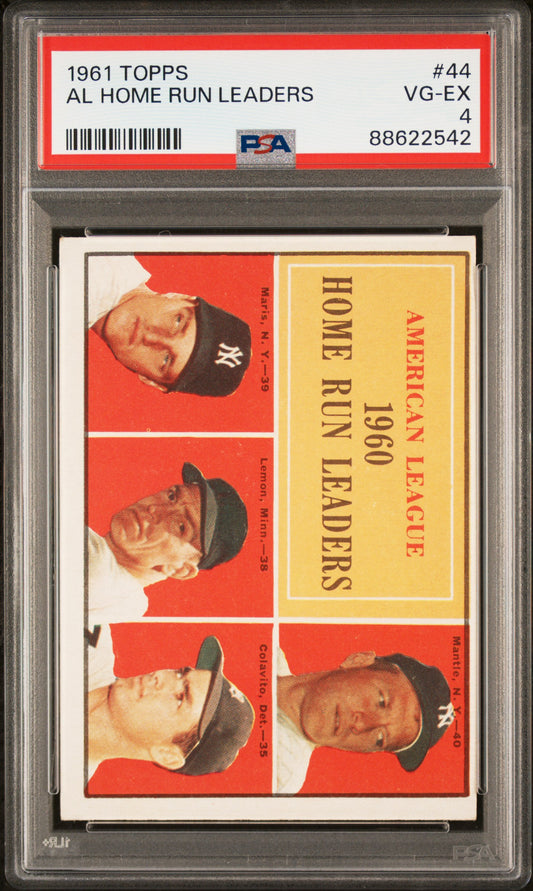 1961 Topps #44 Al Home Run Leaders PSA 4
