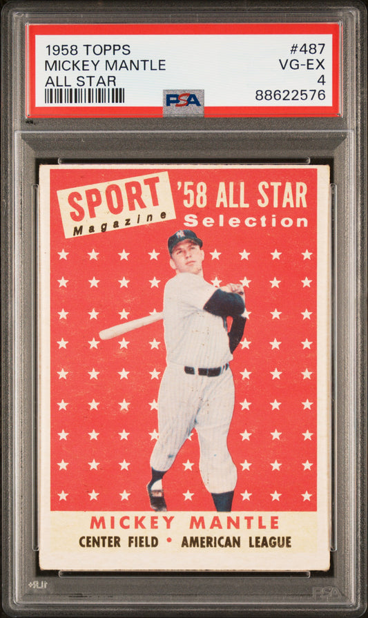 1958 Topps #487 Mickey Mantle All Star PSA 4