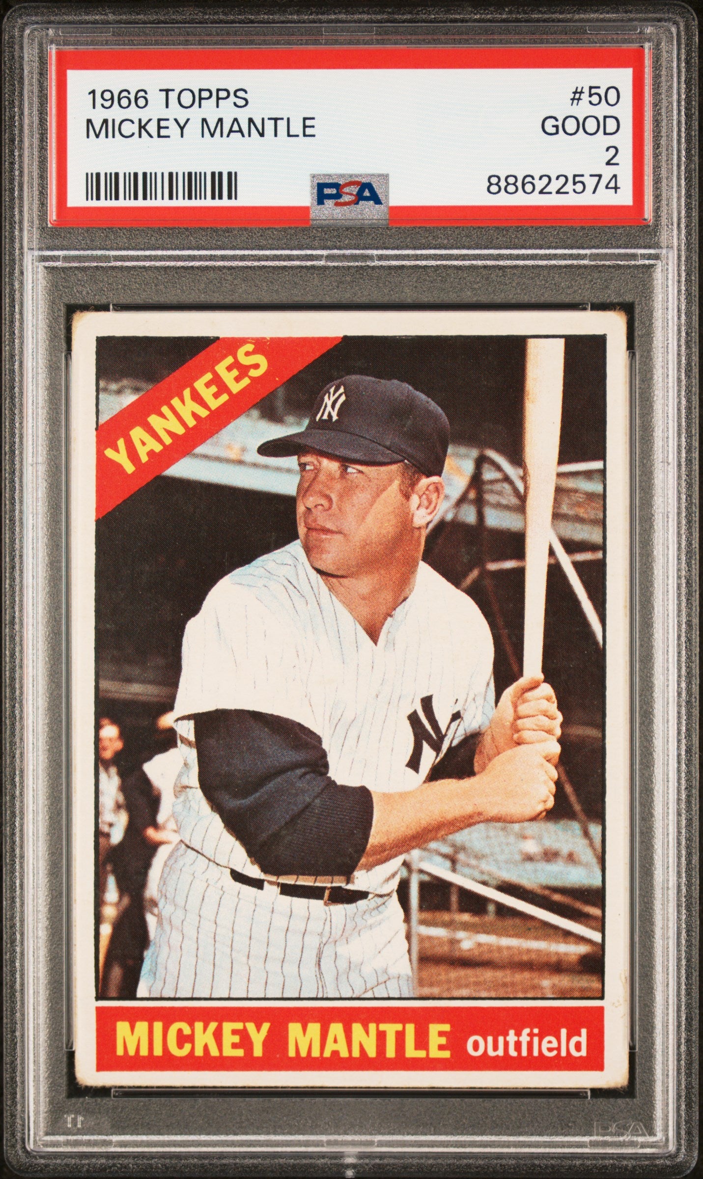 1966 Topps #50 Mickey Mantle PSA 2