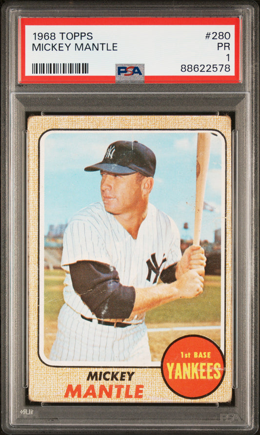 1968 Topps #280 Mickey Mantle PSA 1