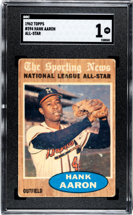 1962 Topps #394 Hank Aaron All-Star SGC 1